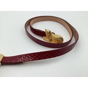 Dotty smith genuine snake skin steer hide line gold tone cat buckle